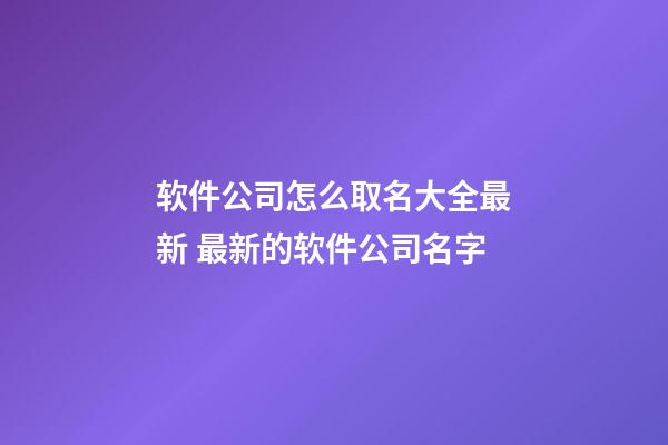 软件公司怎么取名大全最新 最新的软件公司名字-第1张-公司起名-玄机派